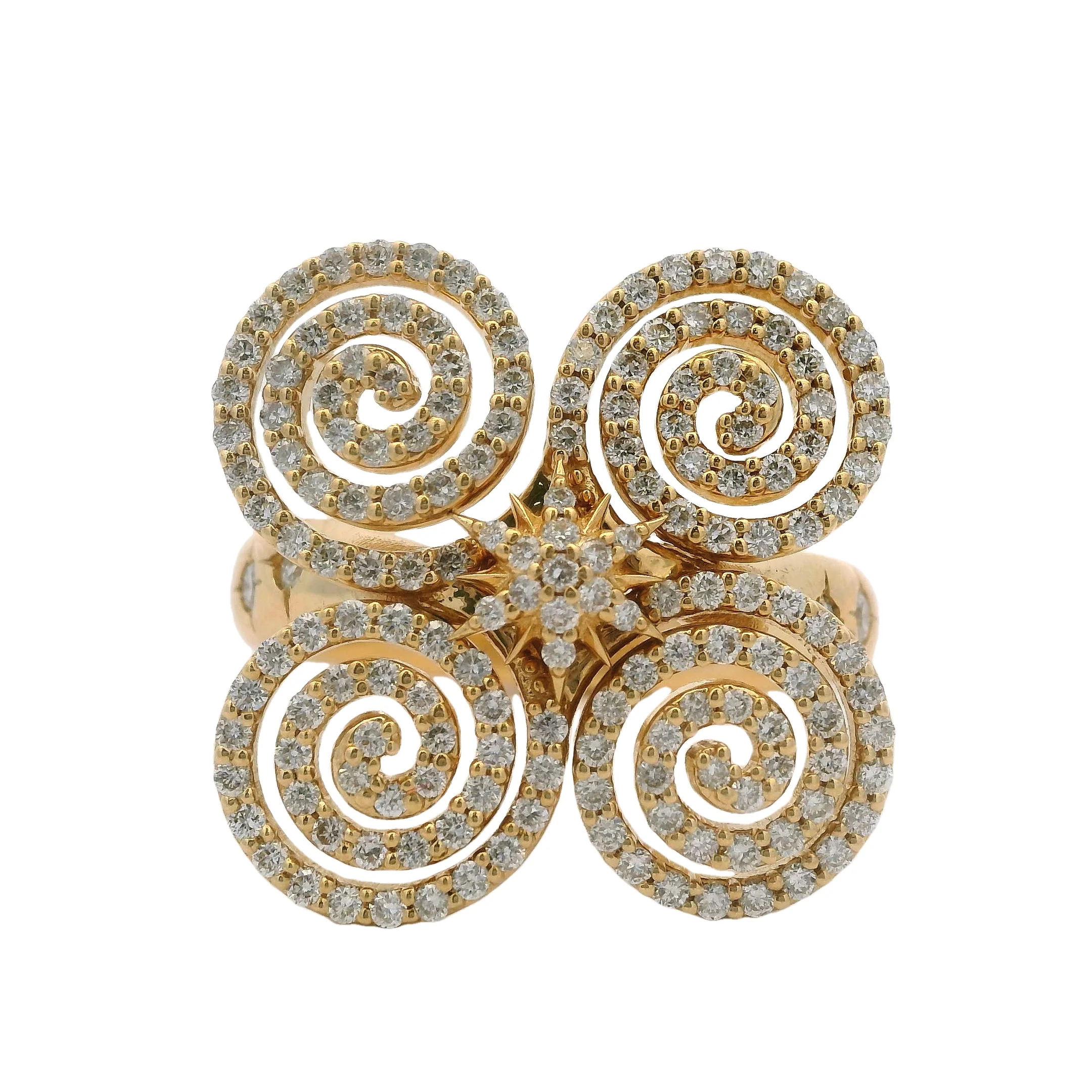Amina Sorel 18kt Yellow Gold "Continuum" Large Celestial Spiral Statement Diamond Ring