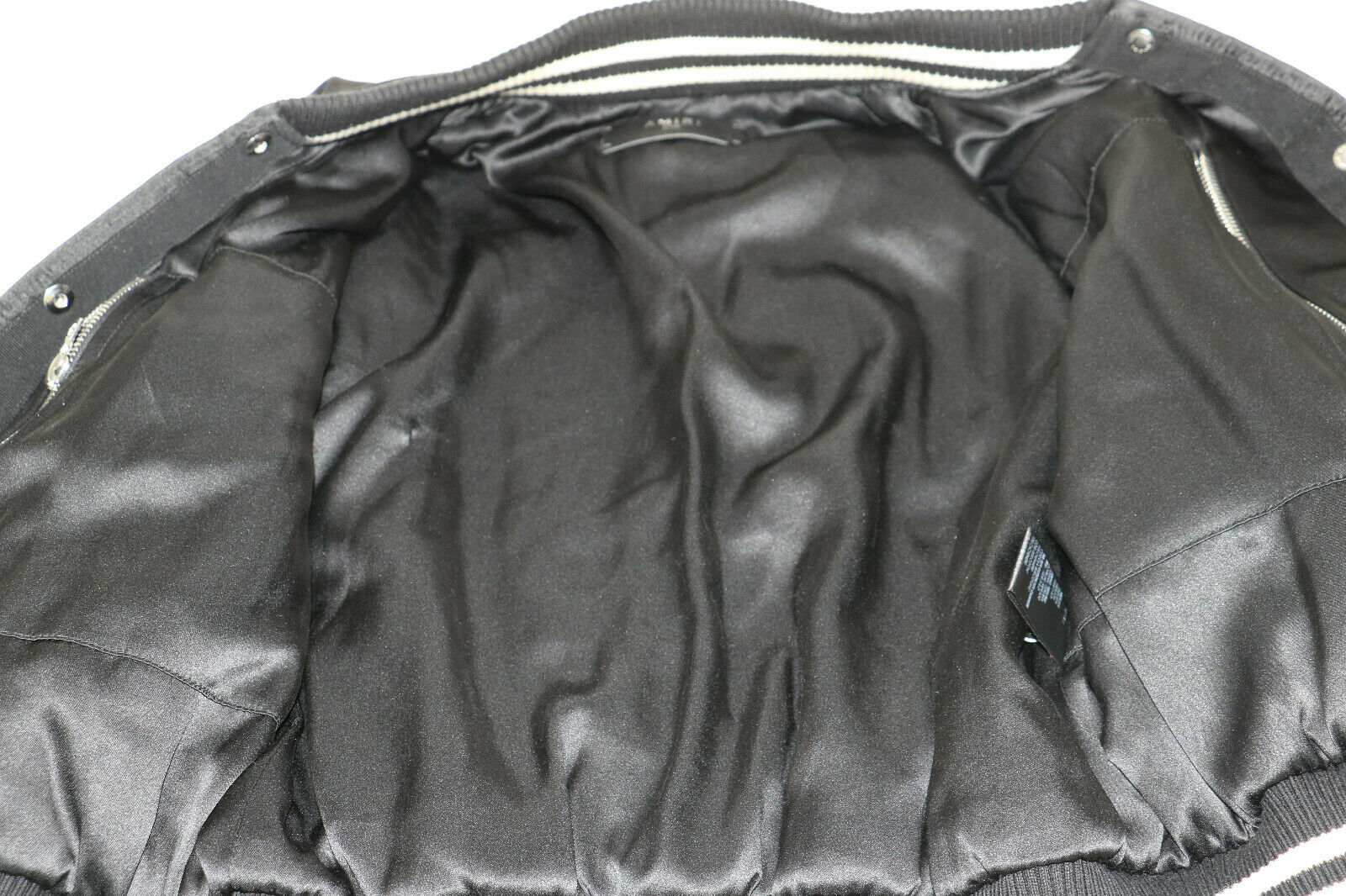 AMIRI Lovers Embroidered Satin Bomber Jacket in Black Size Small - Image 5