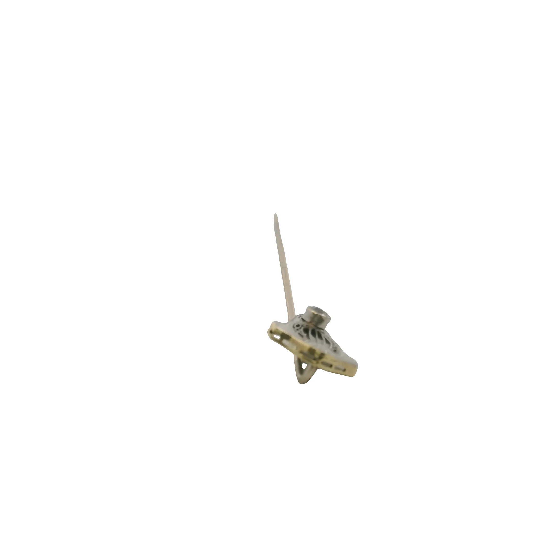 Antique 1890-1910 Solid 14kt Two-Tone Gold and Old European Cut Diamond Filigree Stick Lapel Pin - Image 6