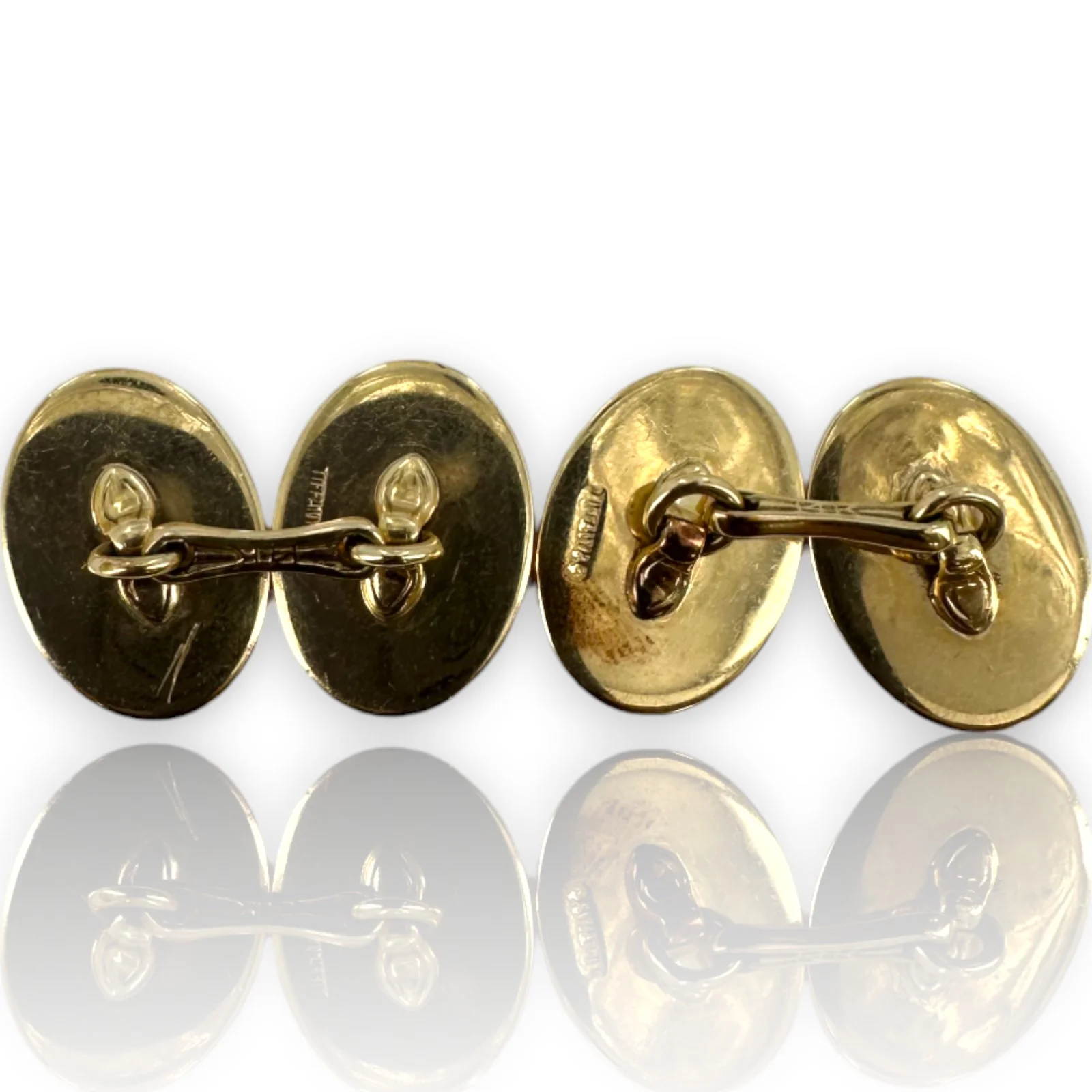 Antique 1900-1930s Tiffany & Co Signed Heavy 20g Solid 14kt Gold Engraved Early Chain Cufflinks - Image 2