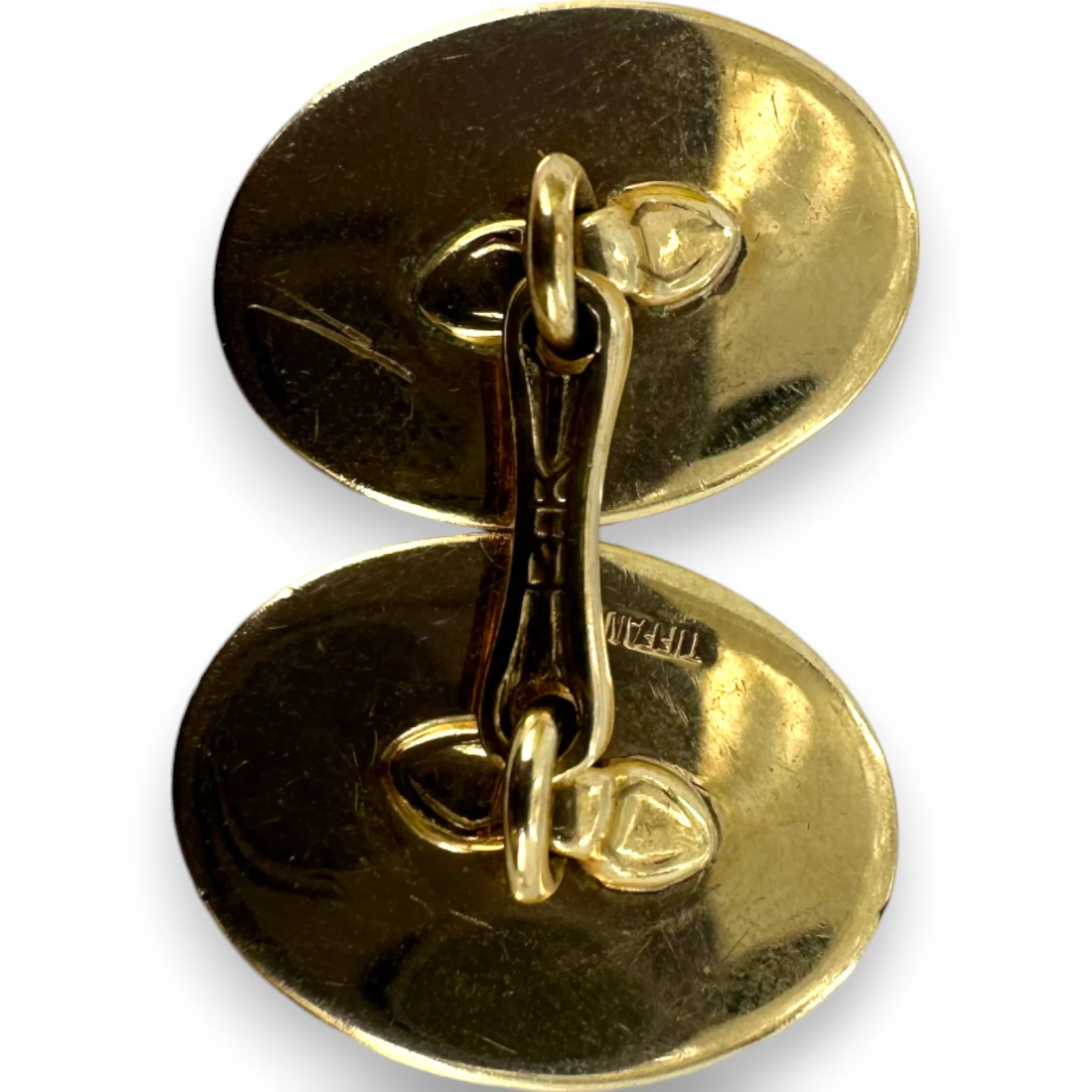 Antique 1900-1930s Tiffany & Co Signed Heavy 20g Solid 14kt Gold Engraved Early Chain Cufflinks - Image 6