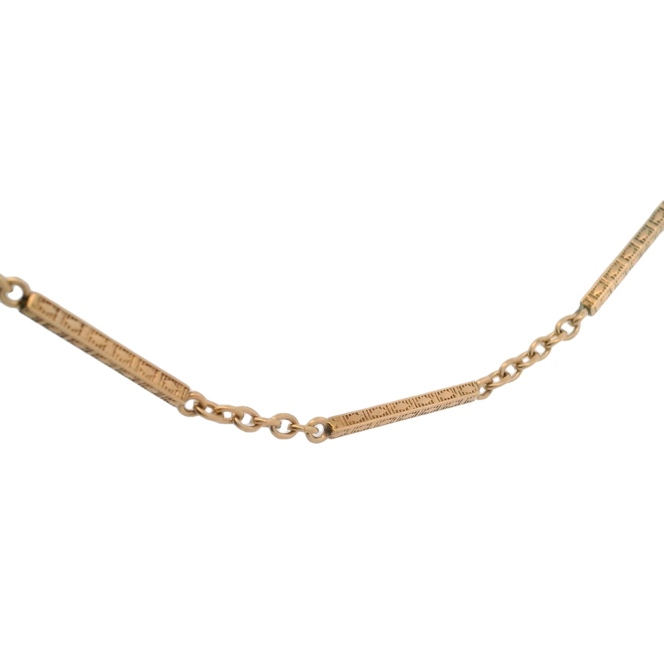 Antique 1910-30s 14kt Rose Gold Bar Deco Pattern 13.25" Pocket Watch Chain - Image 3
