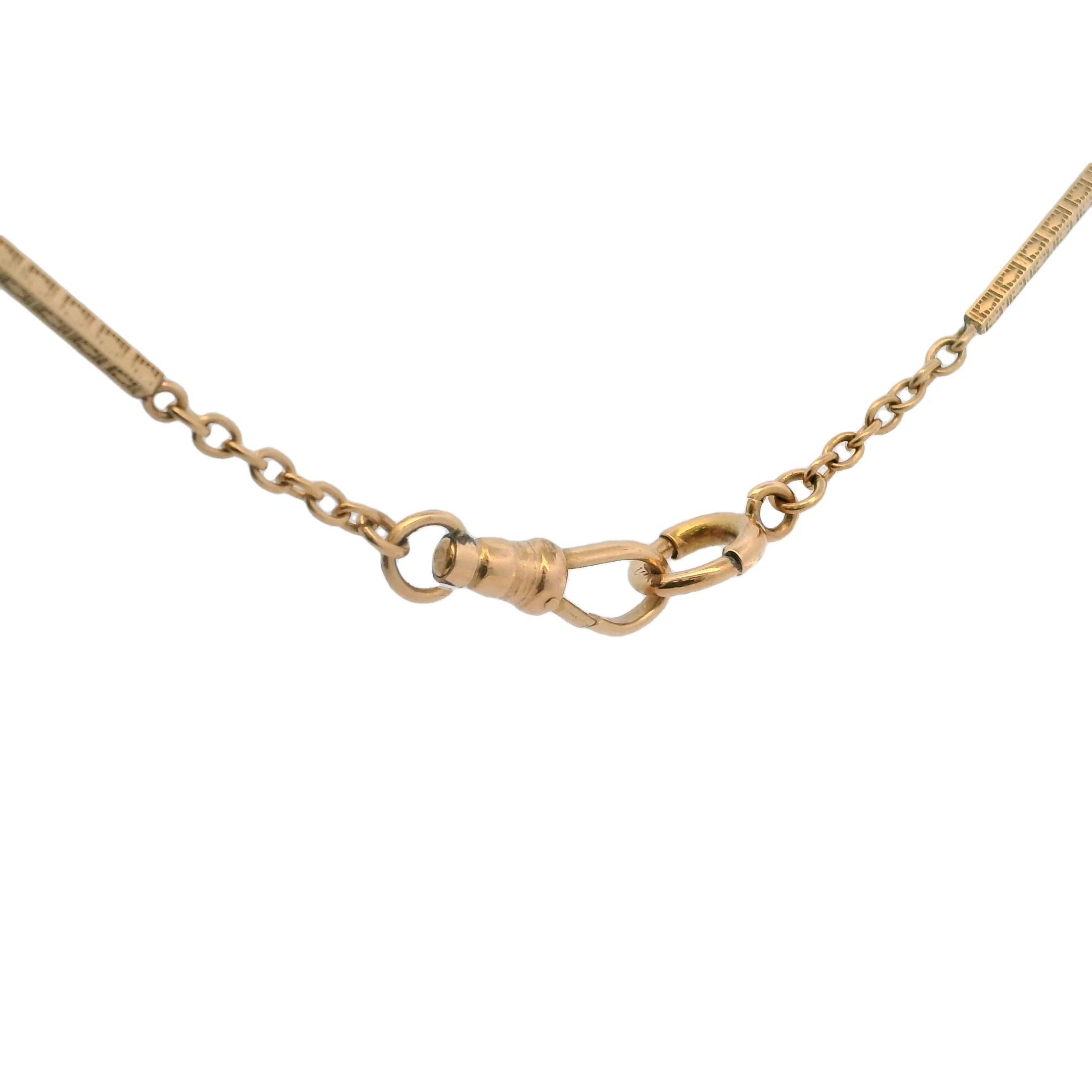Antique 1910-30s 14kt Rose Gold Bar Deco Pattern 13.25" Pocket Watch Chain - Image 4