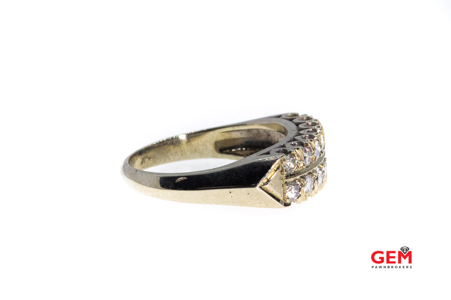 Antique 2 Row Diamond Milgrain Accent Diamond 14K 585 White Gold Ring Size 7 - Image 2