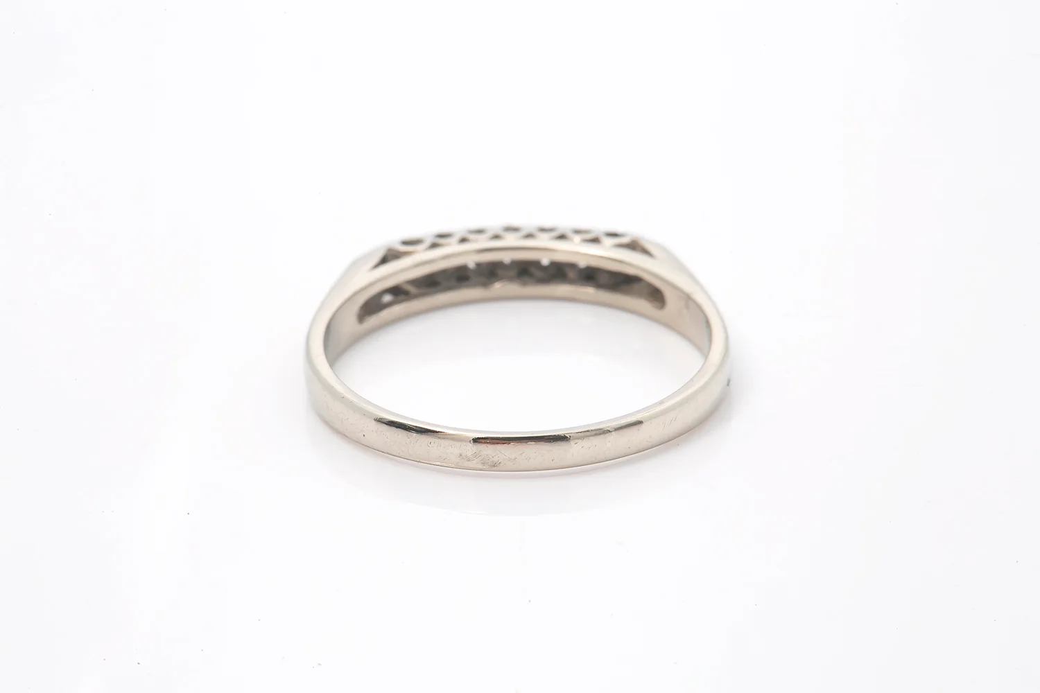 Antique 5 Stone Diamond 14k 585 White Gold Band Ring Size 7.5 - Image 4