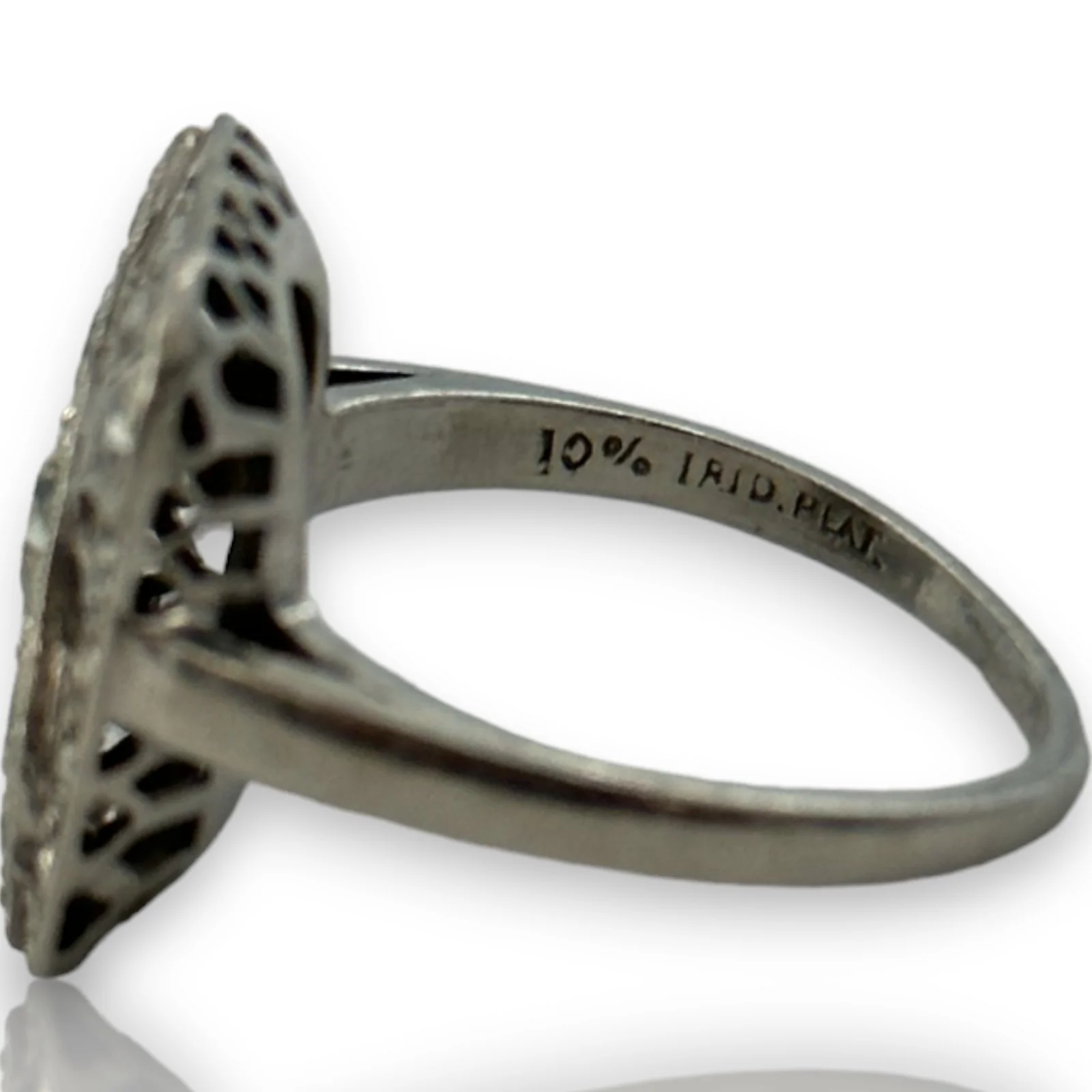 Antique Art Deco 1920s Solid 900 Platinum Handmade Filigree Cocktail Ring with Old European and Old Mine Cut Diamonds Size 7 - Image 3
