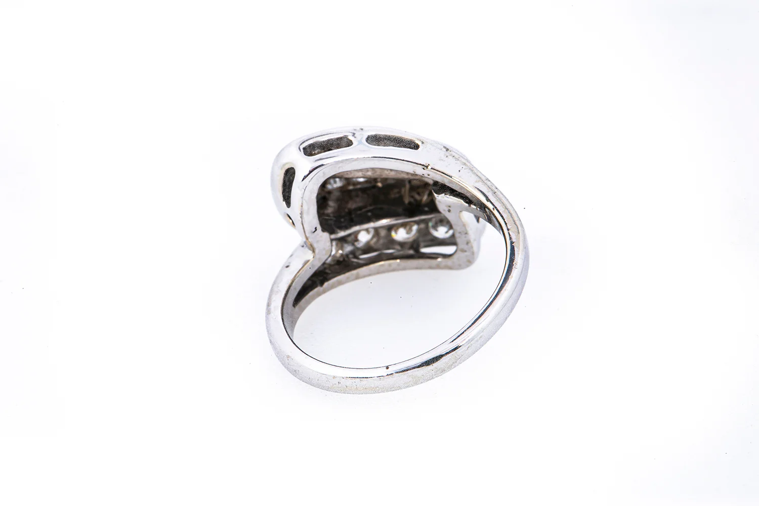 Antique Art Deco Baguette Diamond Cluster 14K 585 White Gold Ring Size 4 1/4 - Image 4