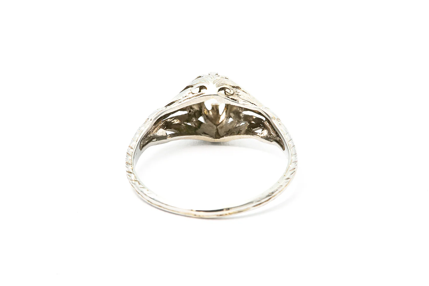 Antique Art Deco Diamond Solitaire 18k 750 White Gold Wedding Ring Size 6.5 - Image 4