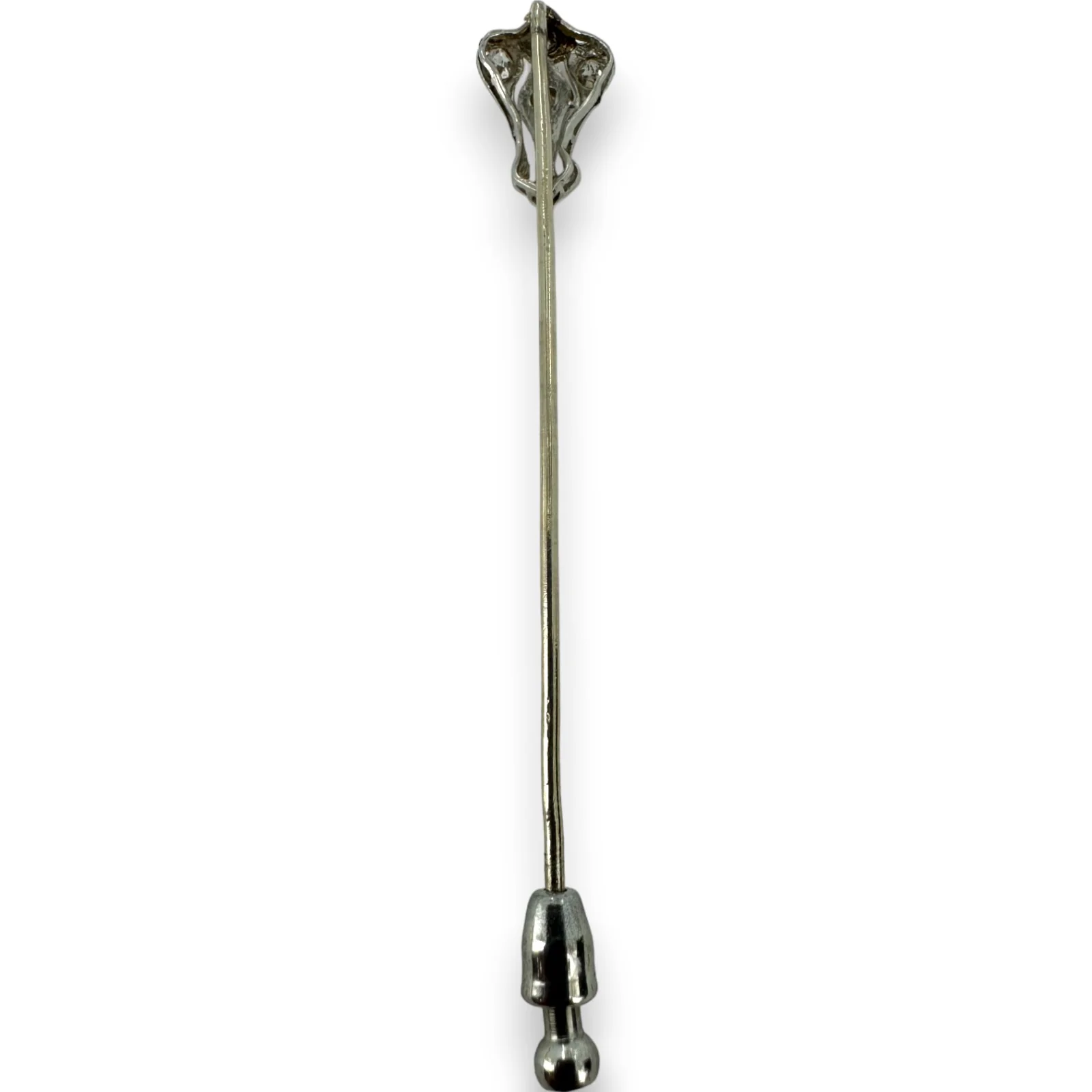 Antique Art Deco Stick Lapel Pin With Old Mine Cut Diamonds Handmade Solid Platinum - Image 3