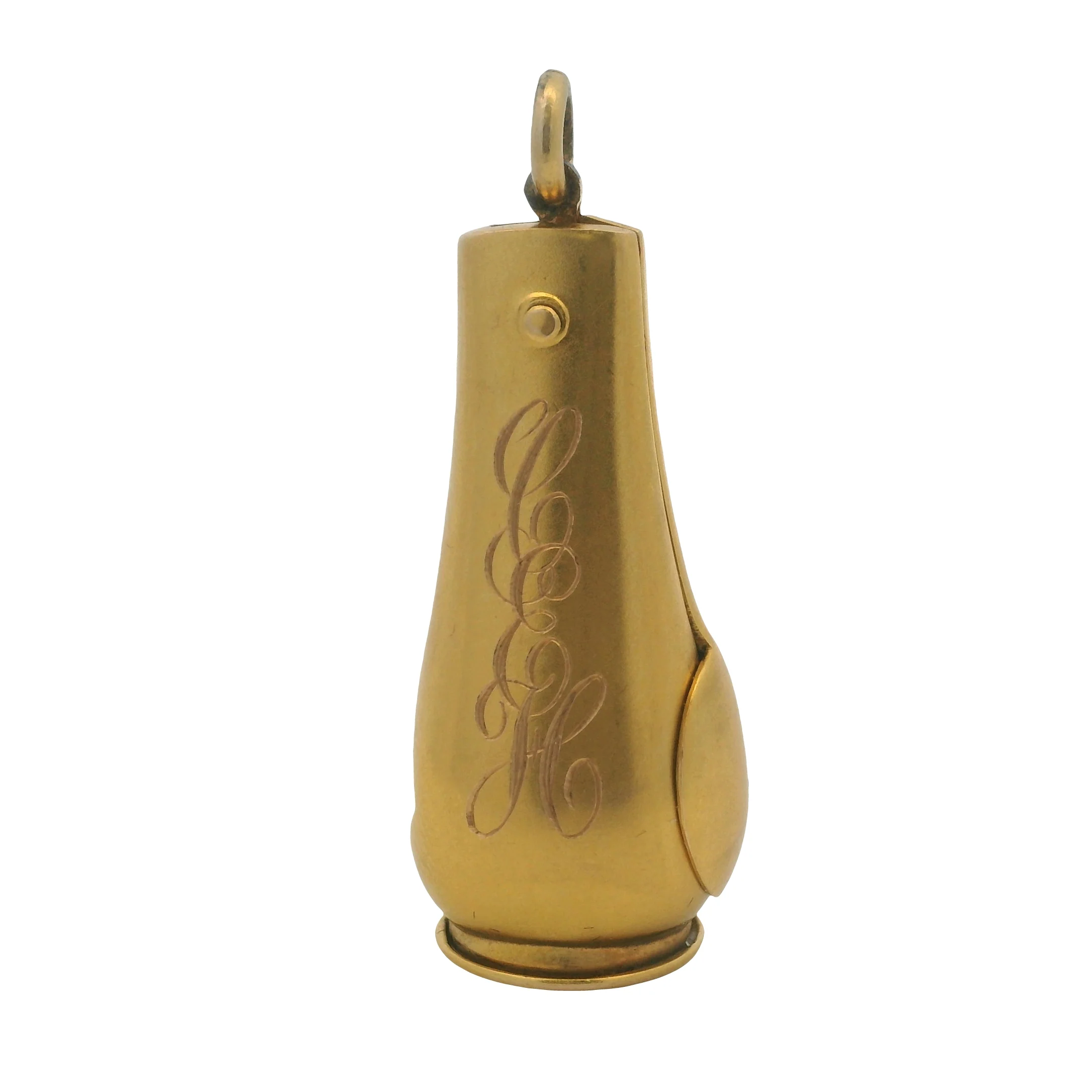 Antique Battin & Co Solid 14kt Yellow Gold Monogrammed Fob Cigar Cutter 6.7g Pendant - Image 3