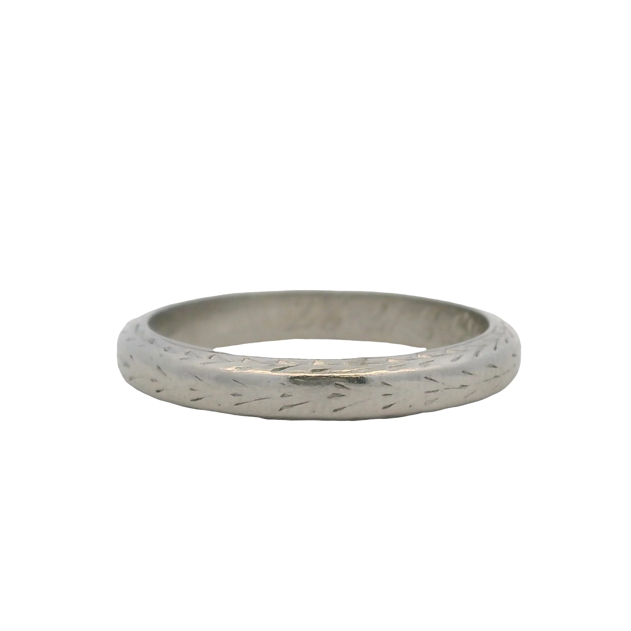 Antique c1927 Solid Platinum Wheat Pattern Wedding Band Stackable Ring Size 4.25 - Image 3