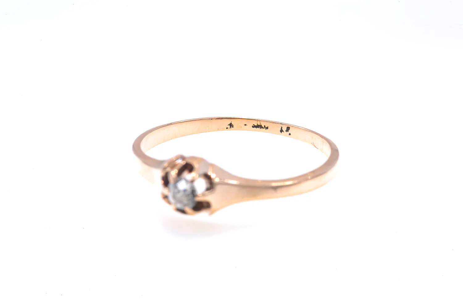 Antique Diamond Solitaire Pinky Engagement Claw Setting Ring 14k 585 Gold Size 6 - Image 3