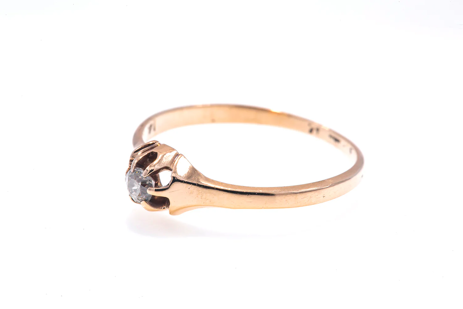 Antique Diamond Solitaire Pinky Engagement Claw Setting Ring 14k 585 Gold Size 6 - Image 5