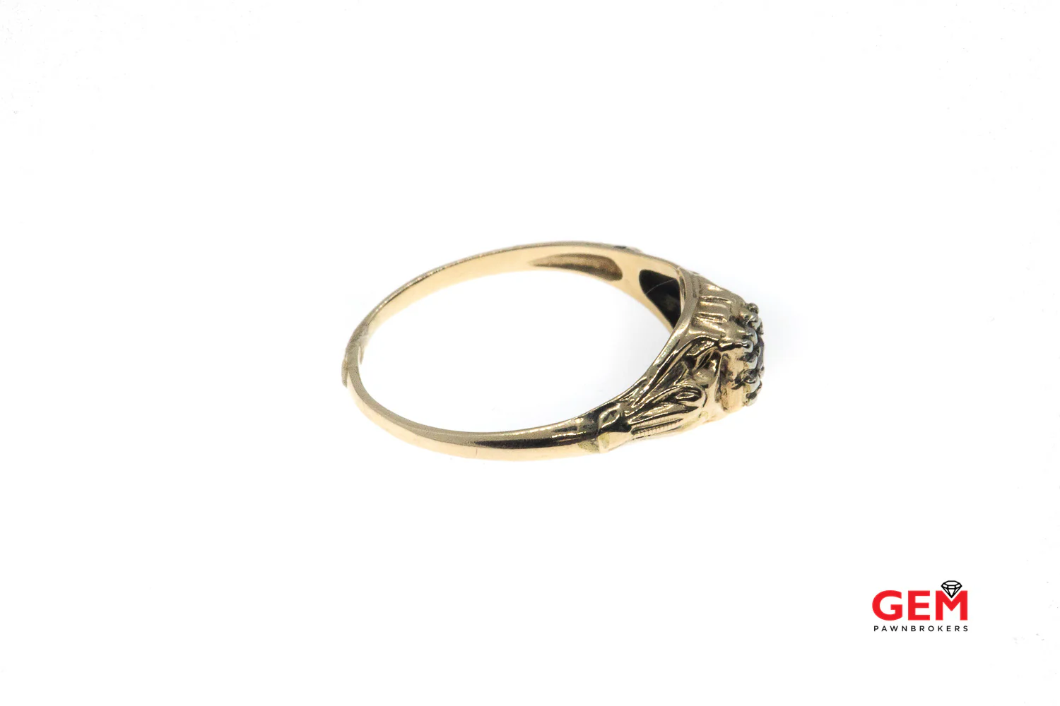 Antique Diamond Solitaire Ring 14k 585 Yellow Gold Size 8 - Image 2