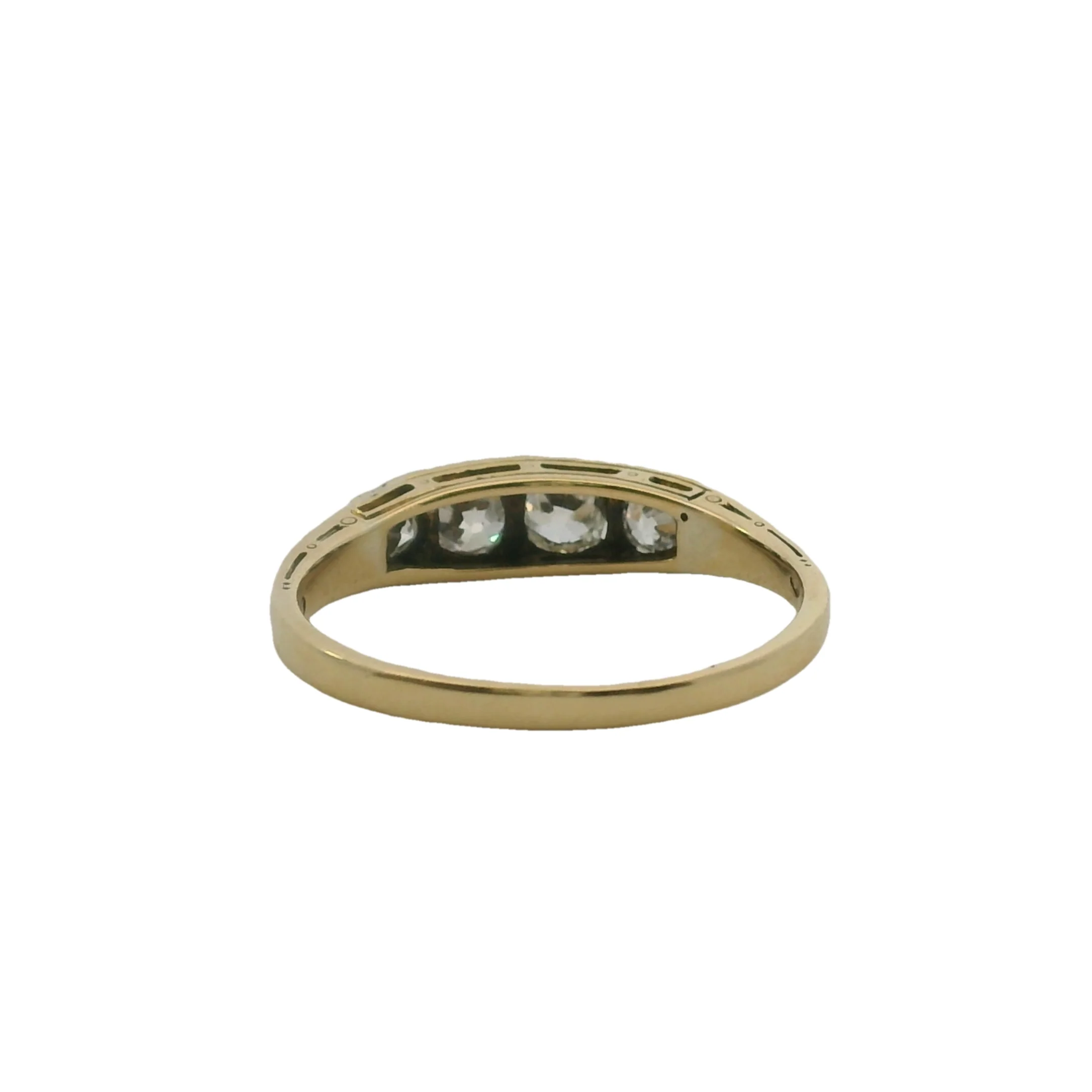 Antique Late 1800s Victorian 14kt Yellow Gold and Old Mine Cut Diamond 4-Stone Ring Size 8 - Image 5