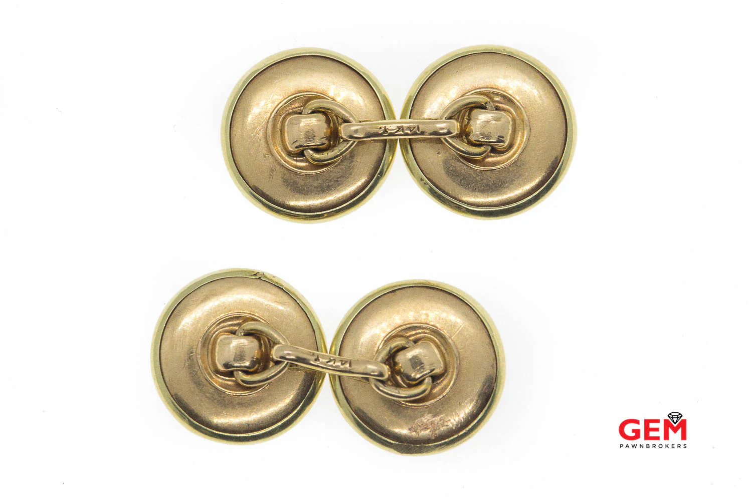 Antique Tahitian Pearl Button 14k 585 Yellow Gold Tuxedo French Cuff Dress Cufflinks - Image 4