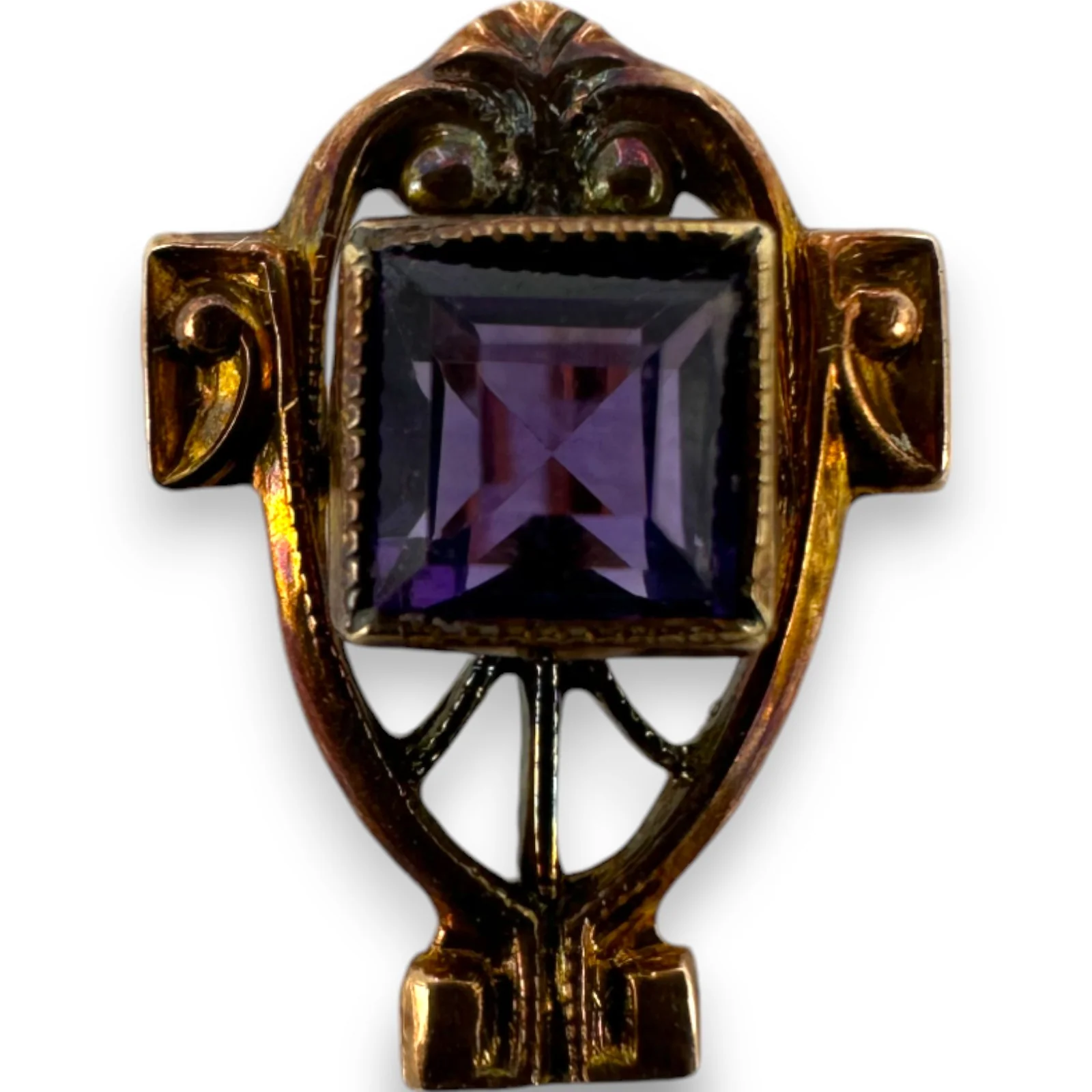 Antique Victorian 1890s 10kt Yellow Gold and Amethyst Stick Pin in Original Box Made in Germany - Image 5
