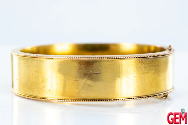 Antique Victorian Paste Glass and Sapphire Bracelet 10K 417 Solid Gold Cuff - Image 3