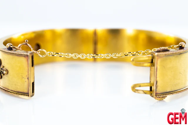 Antique Victorian Paste Glass and Sapphire Bracelet 10K 417 Solid Gold Cuff - Image 5