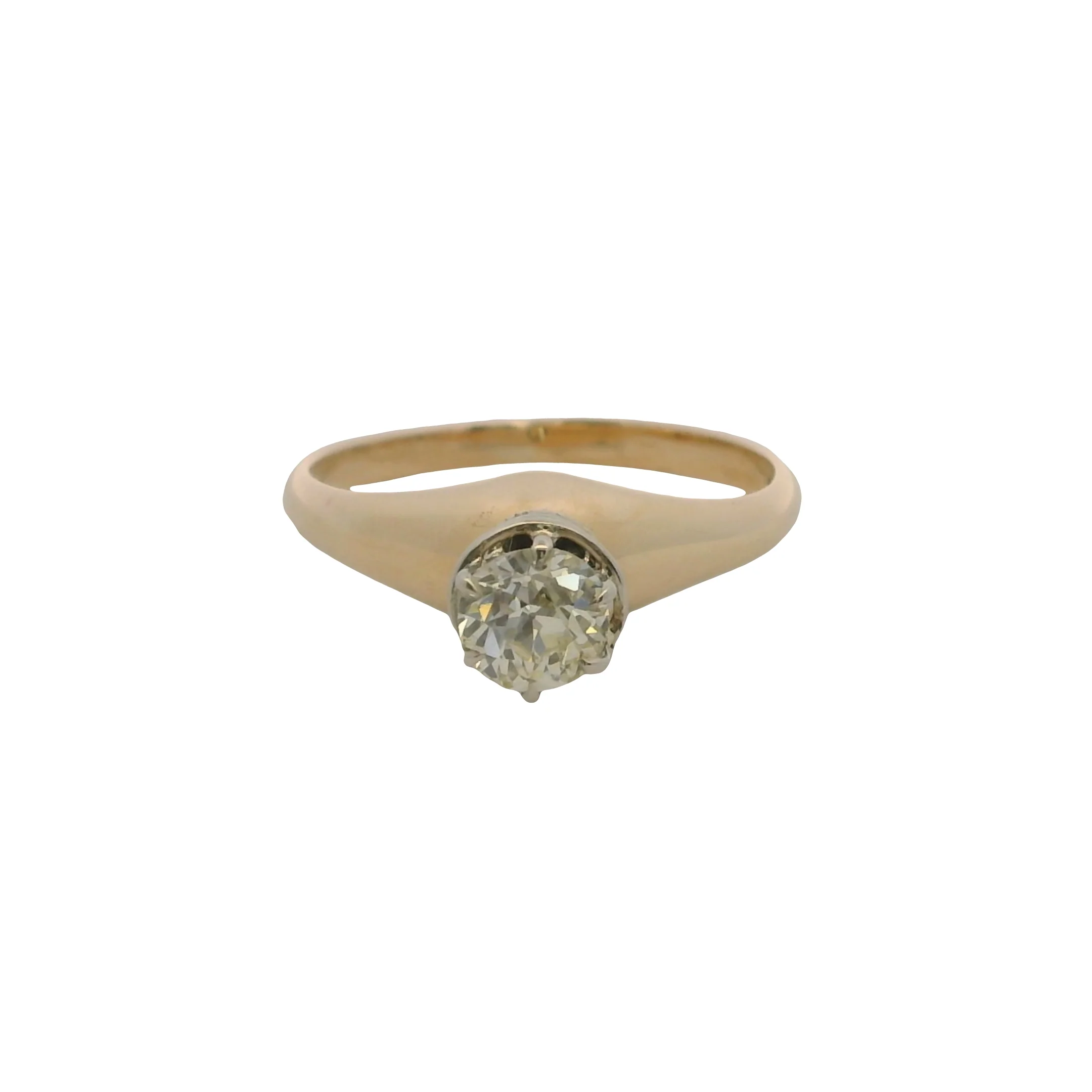 Antique Victorian Unique 2-Tone Gold 0.48ct Old Euro Diamond High Set Solitaire Ring Size 5.25 - Image 2