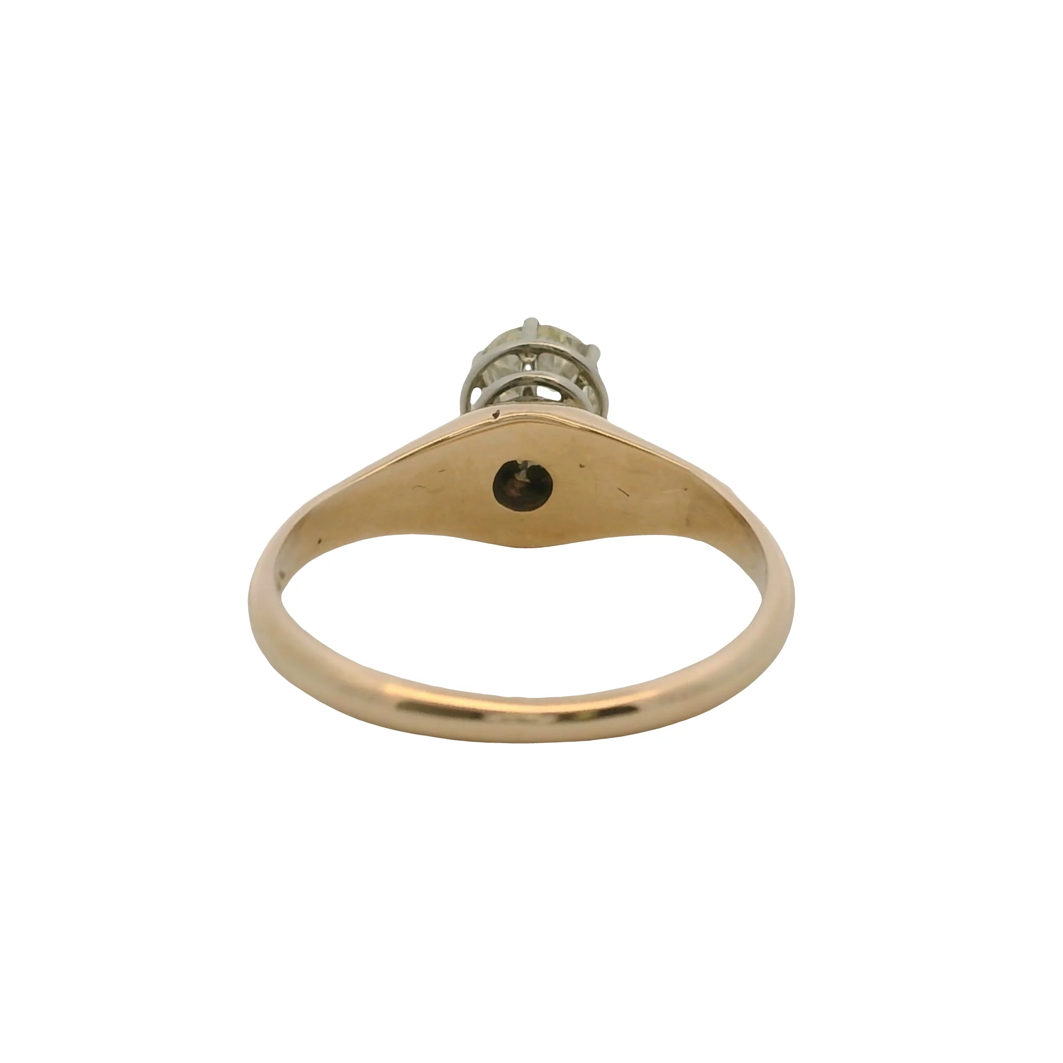 Antique Victorian Unique 2-Tone Gold 0.48ct Old Euro Diamond High Set Solitaire Ring Size 5.25 - Image 4