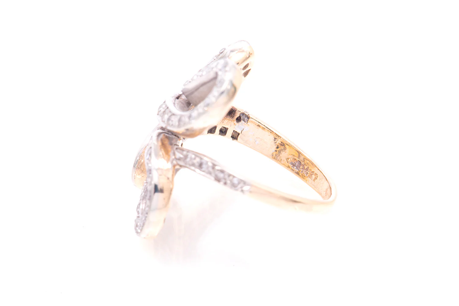 Antique Victorian White & Yellow Diamond Cluster Snake Ring Size 5 - Image 4