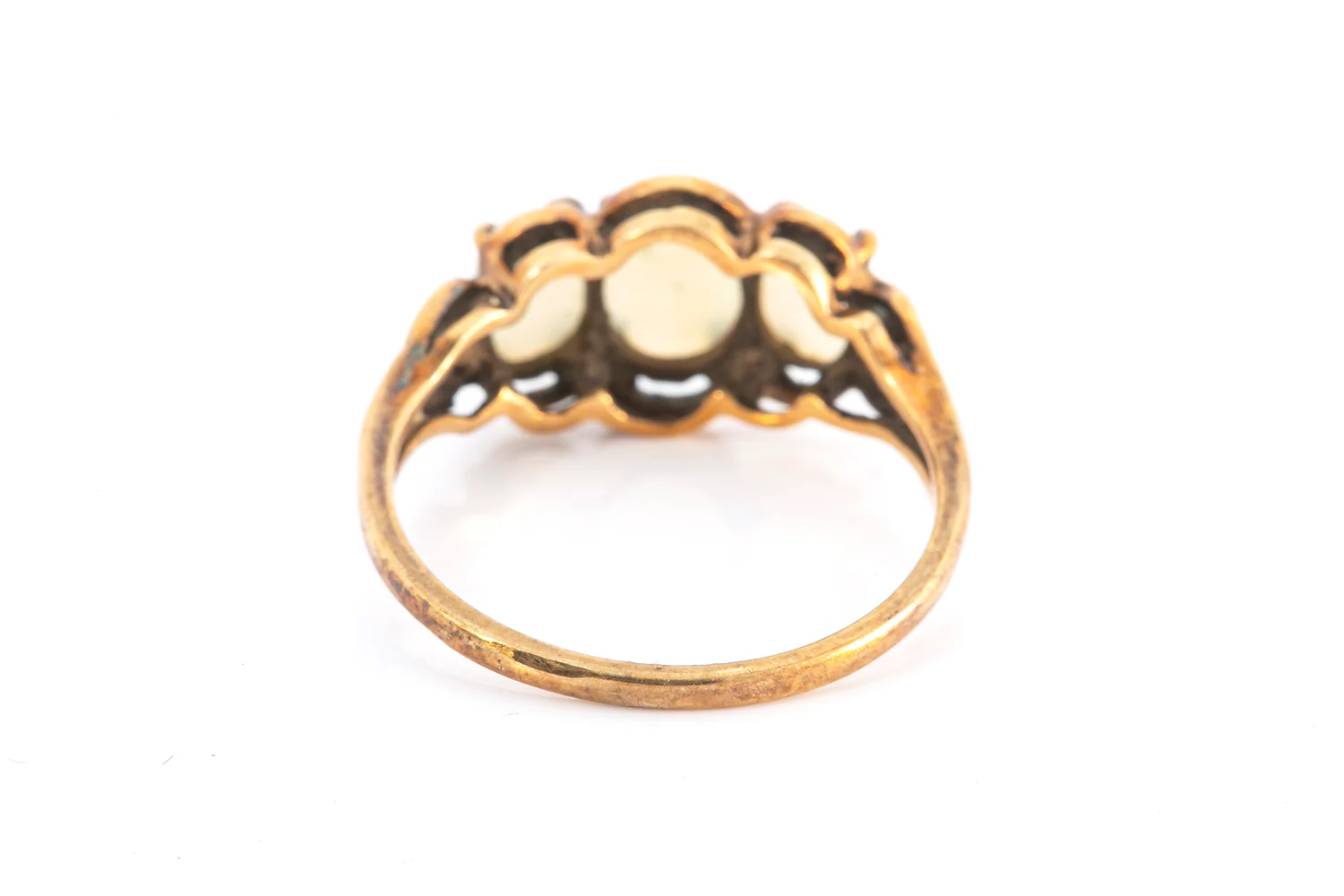 Art Nouveau 14k 585 Dason Opal Three Stone Band Ring Size 6 - Image 4