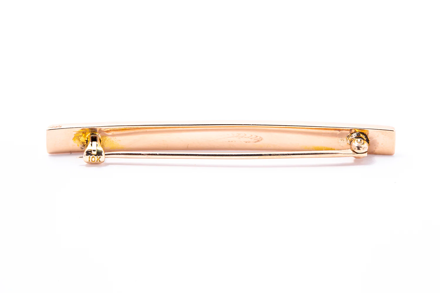 Art Nouveau Flower Motif Carved Estate Bar Lapel Pin 10K 417 Yellow & Rose Gold Brooch - Image 2