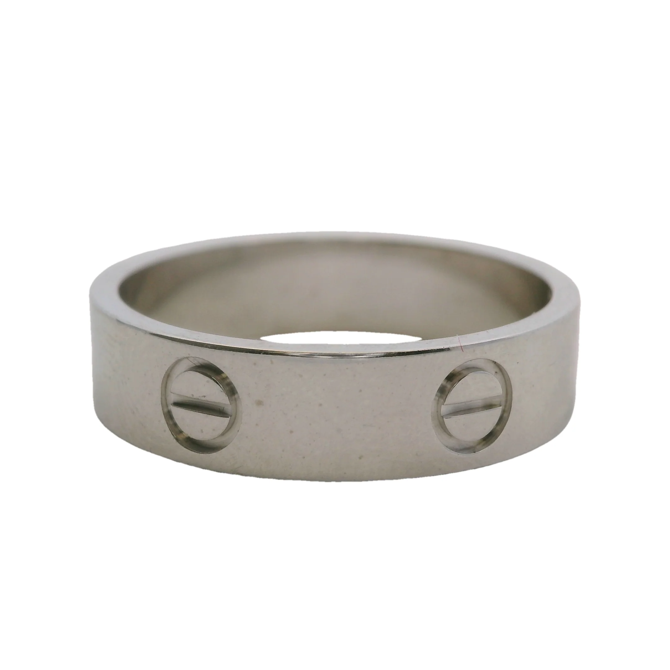 Authentic Cartier Classic Model 5.5mm Solid 18kt White Gold Love Ring - Image 3