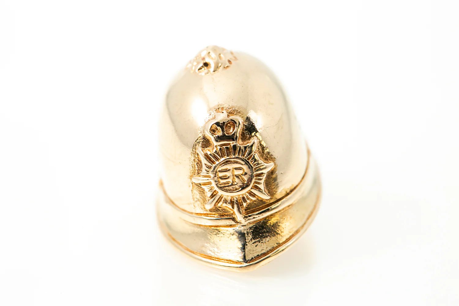 Bahamas English Hallmark 14k 585 Yellow Gold Police Helmut Charm Pendant - Image 2