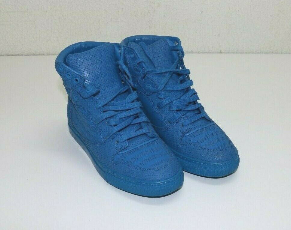 Balenciaga Perforated Monochrome Women's High Top Sneaker Cyan Blue Size 39 US 9 - Image 2