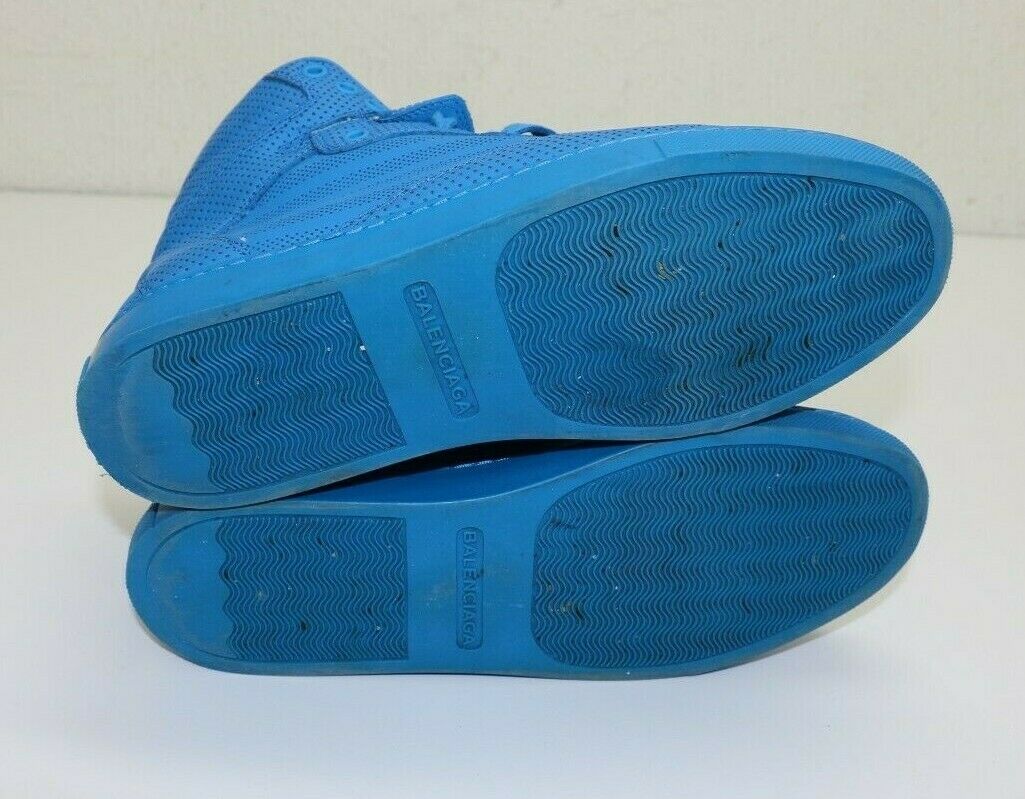 Balenciaga Perforated Monochrome Women's High Top Sneaker Cyan Blue Size 39 US 9 - Image 6