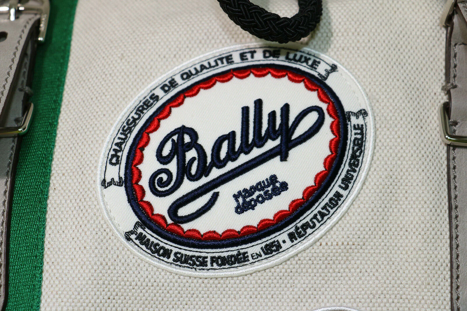 Bally Embroidered Patch Canvas Backpack Beige/Grey/Multi - Image 3