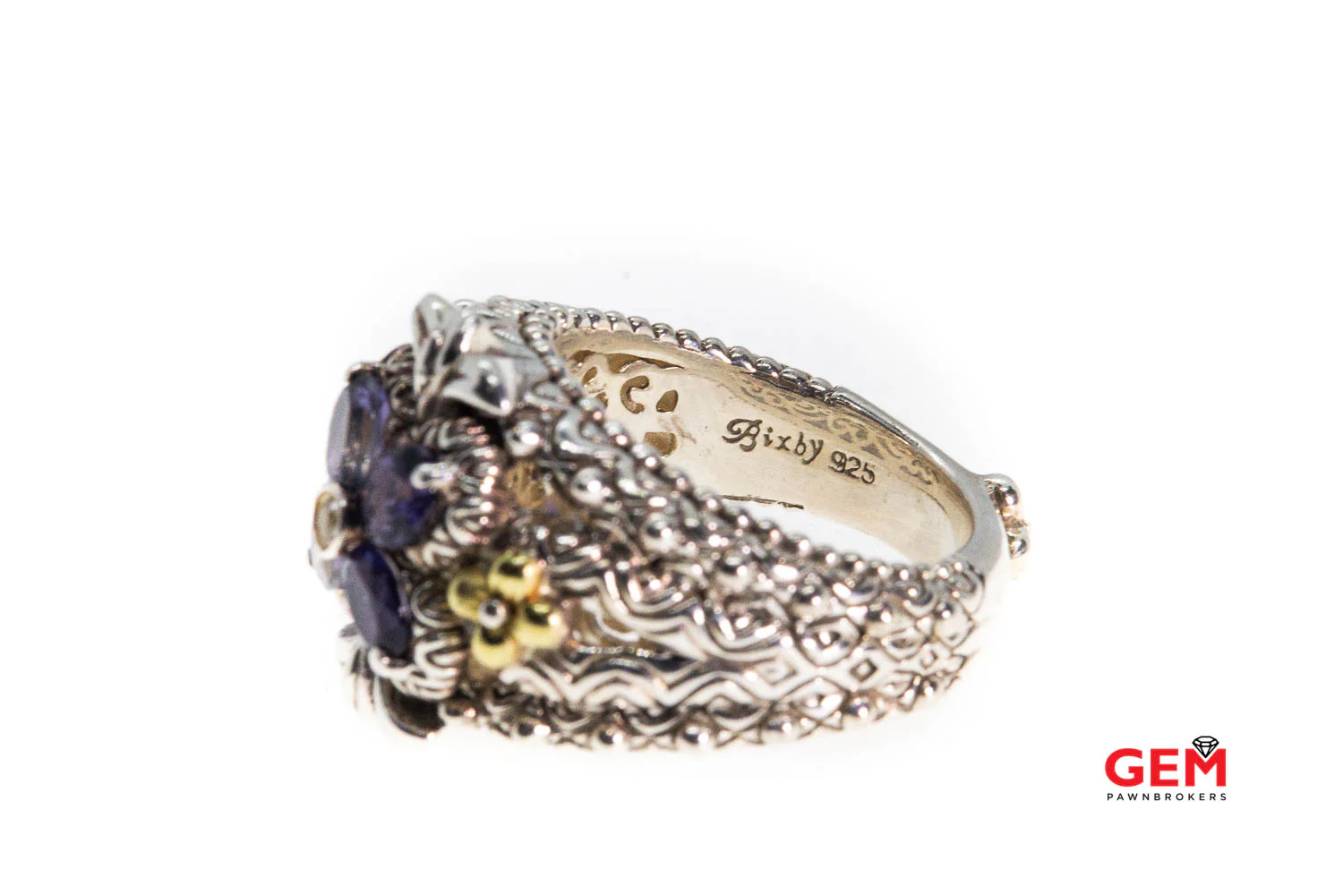 Barbara Bixby Iolite Floral Flower Sterling Silver 925 18Kt Size 7.5 - Image 2