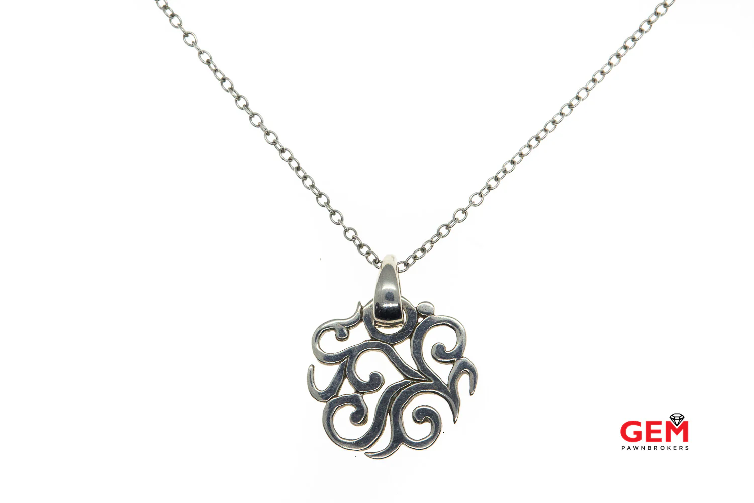 Barse Sterling Silver Necklace Scroll Filigree Pierced Pendant - Image 2