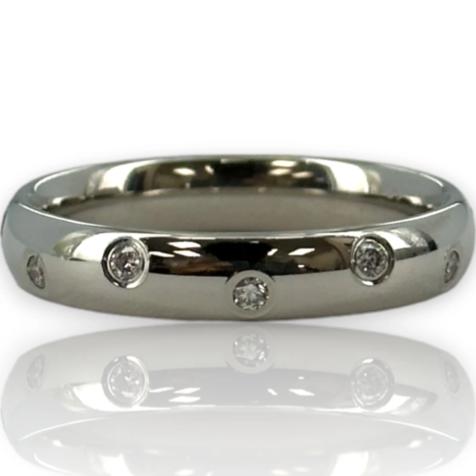 Benchmark Signed Solid Platinum Eternity Burnished Diamond 4mm Band Stackable Ring Size 8 - Image 2