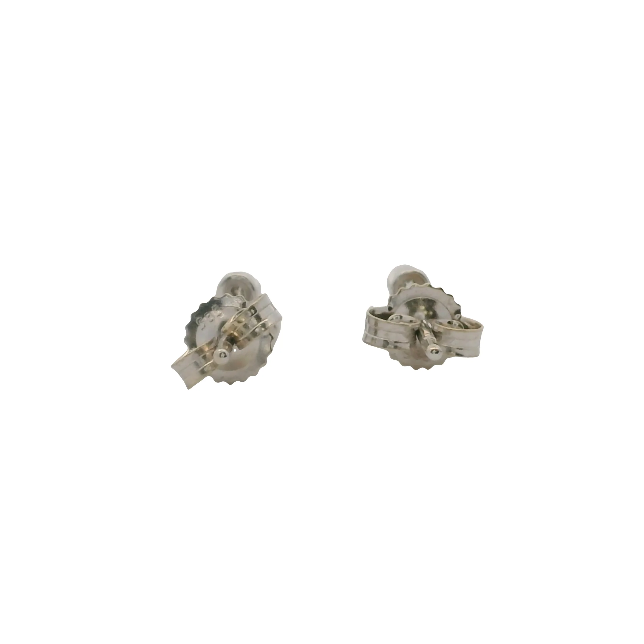 Beny Sofer Solid 14k 585 White Gold Bezel 3 Diamond Cluster Stud Earrings - Image 5