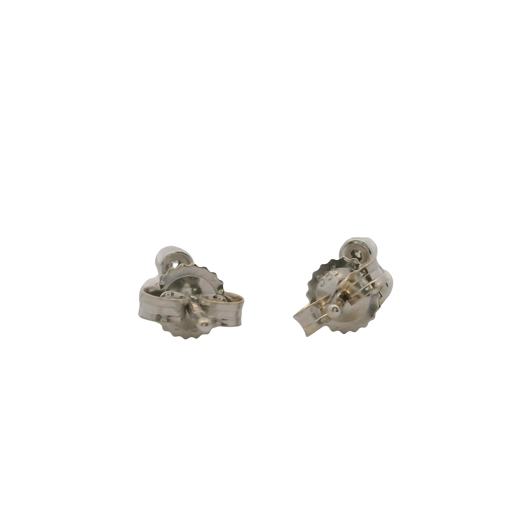 Beny Sofer Solid 14k 585 White Gold Bezel 3 Diamond Cluster Stud Earrings - Image 6