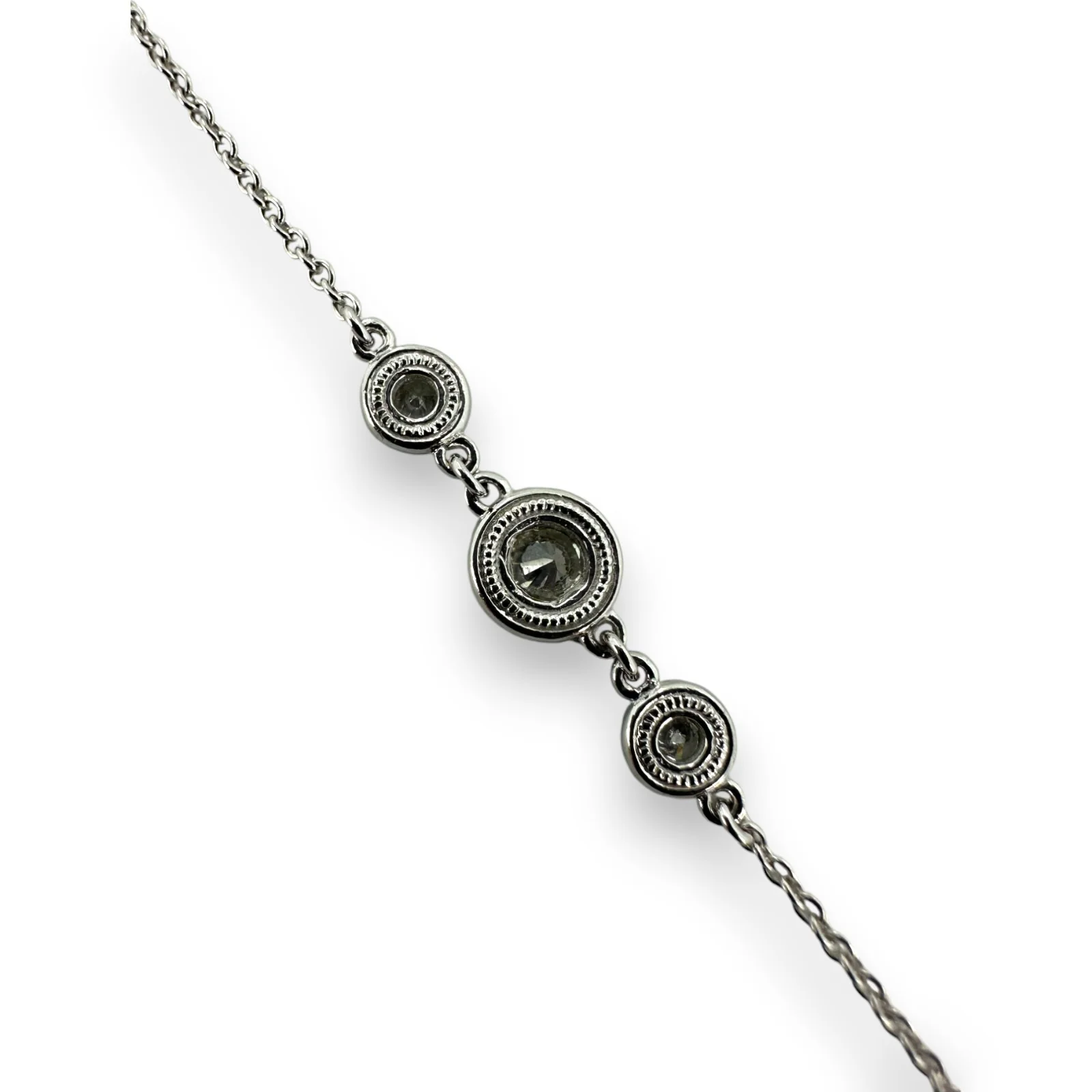 Beny Sofer Solid 14kt White Gold 36" Long 3-Station Milgrain 2.24ctw Diamond Chain Necklace - Image 3
