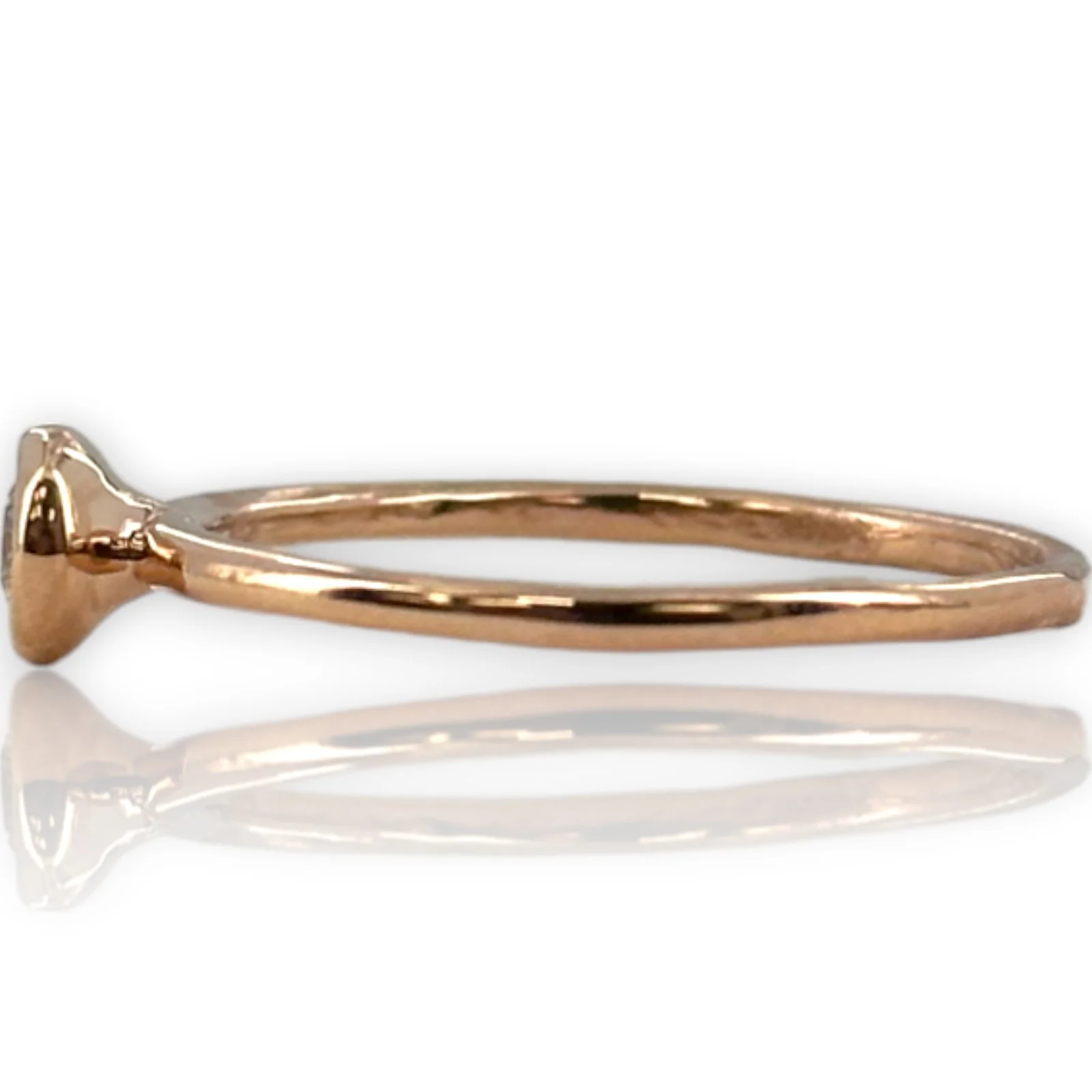 Bezel-Set Diamond Solitaire Wedding Engagement Ring 14kt Rose Gold stackable - Image 2