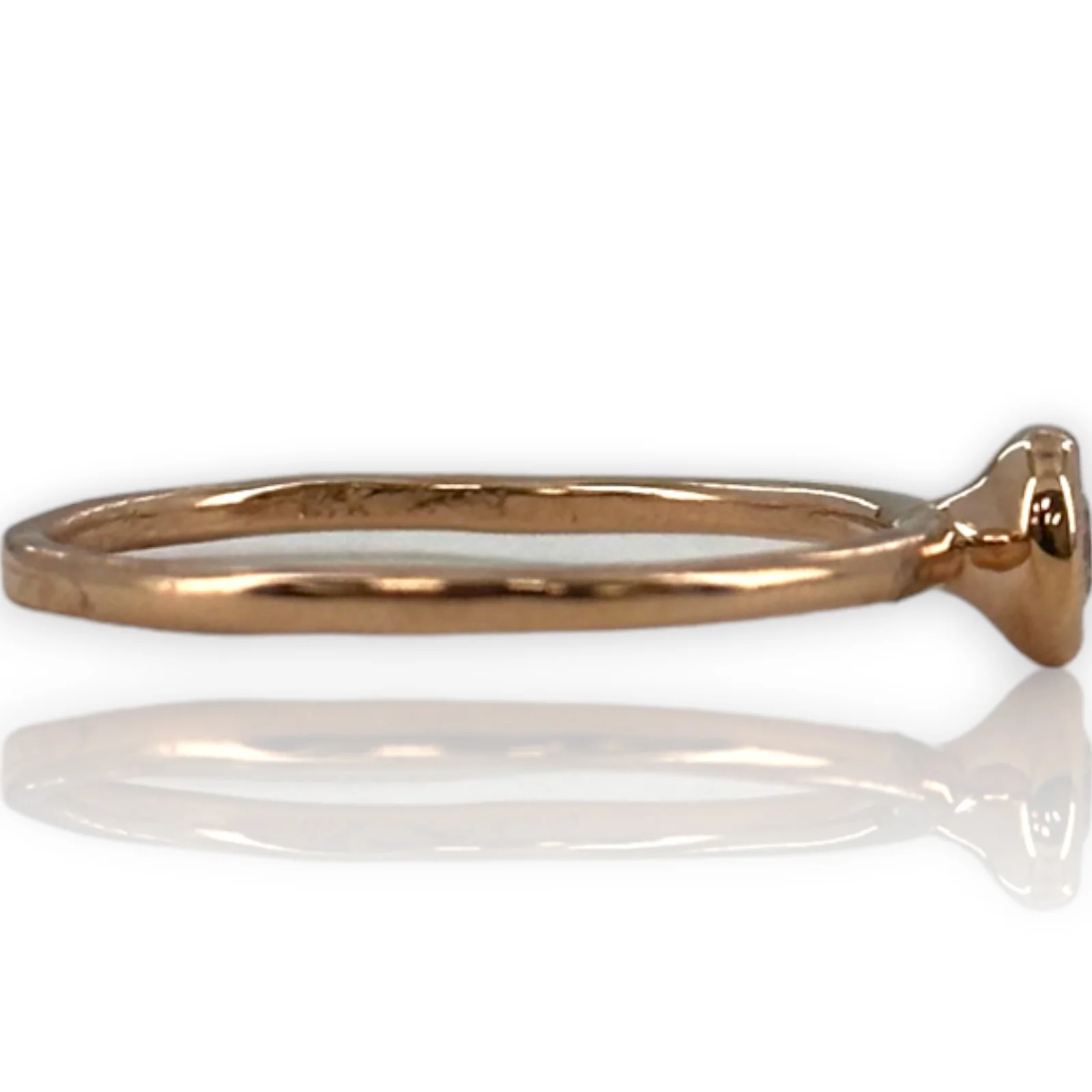 Bezel-Set Diamond Solitaire Wedding Engagement Ring 14kt Rose Gold stackable - Image 3