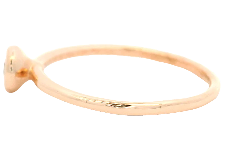 Bezel-Set Diamond Solitaire Wedding Engagement Ring 14kt Rose Gold stackable - Image 7