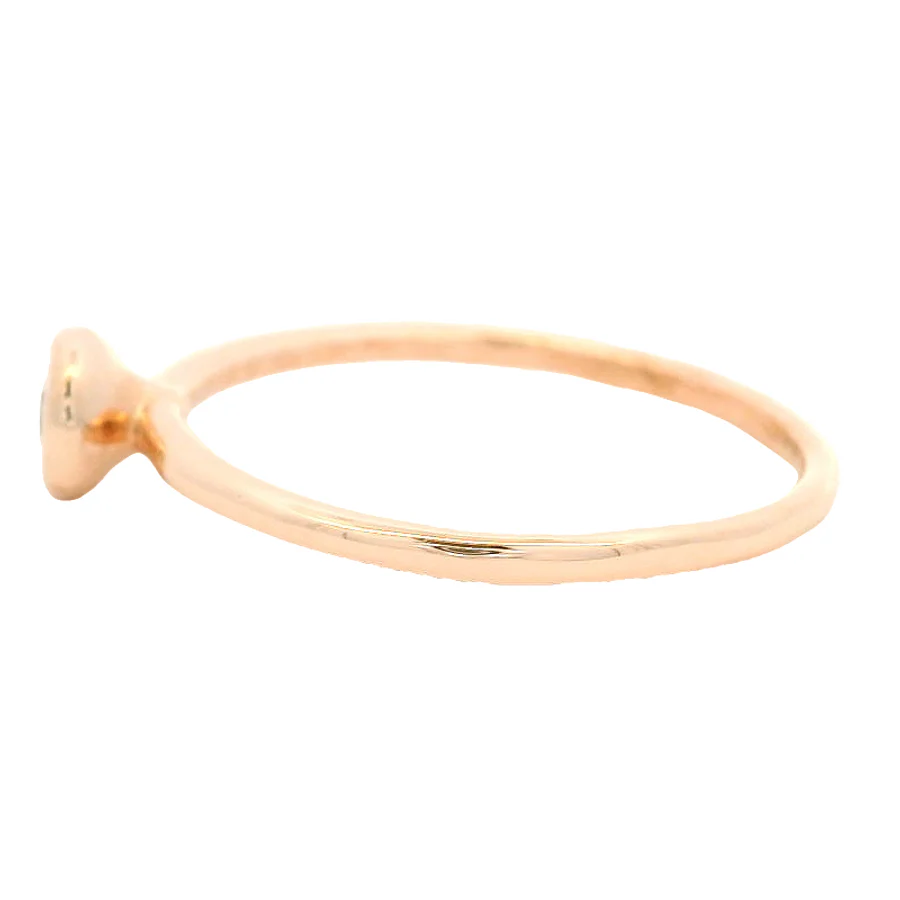 Bezel-Set Diamond Solitaire Wedding Engagement Ring 14kt Rose Gold Stackable (b) - Image 3