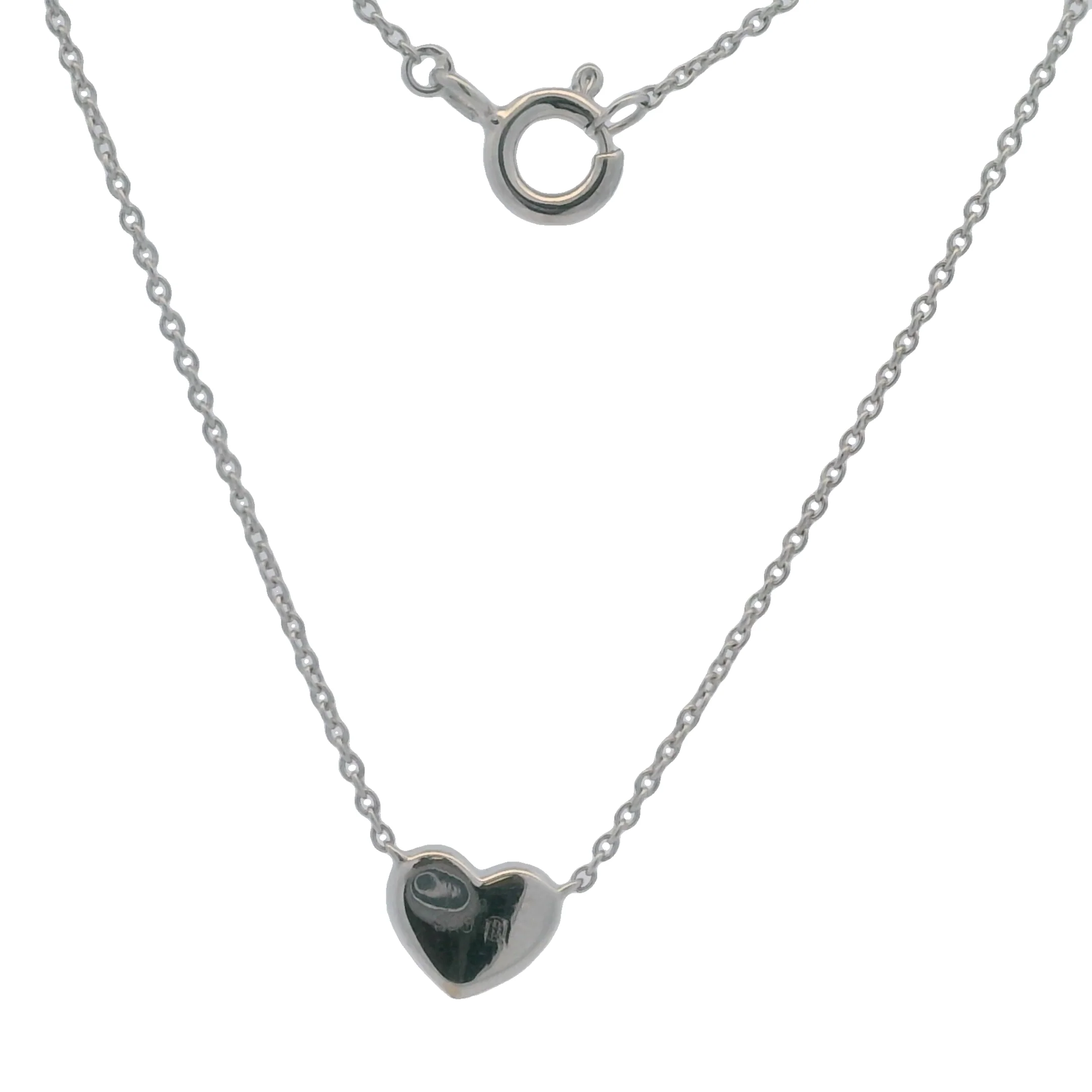 Blue Nile 14kt White Gold Mini Diamond Heart Station Pendant 16" Necklace - Image 6