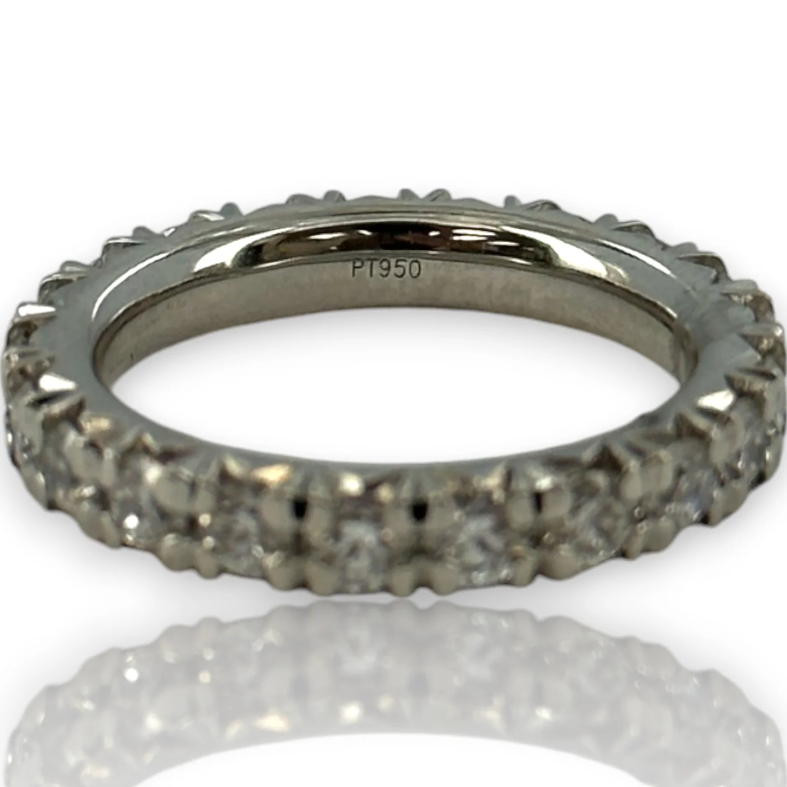 Blue Nile French Pavé 1.68ctw Diamond Eternity Wedding Band Stackable Ring in 950 Solid Platinum Size 6 - Image 3