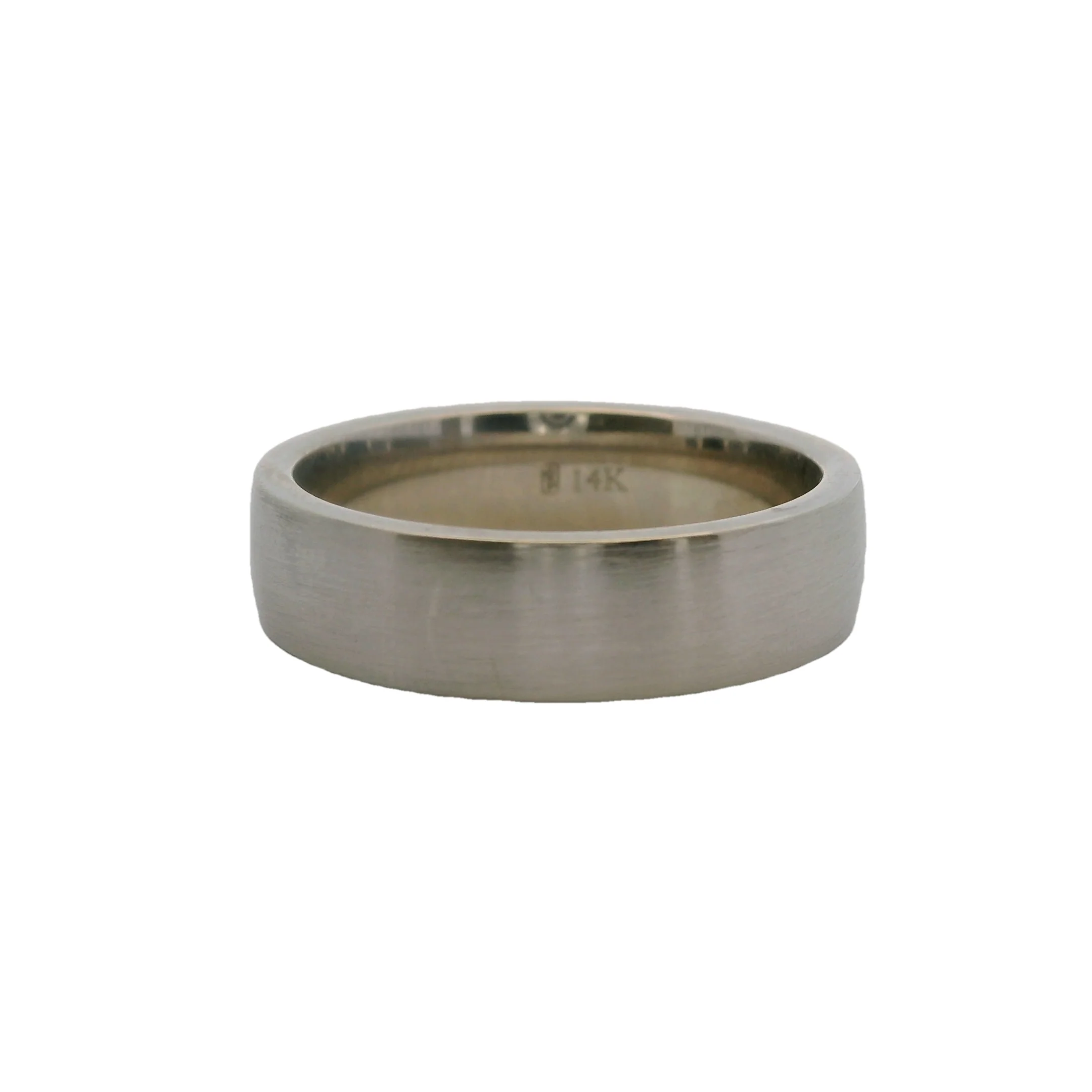 Blue Nile Men's Solid 9.5g 14kt White Gold Brushed Matte Finish Low Dome Comfort 6mm Band Ring - Image 2
