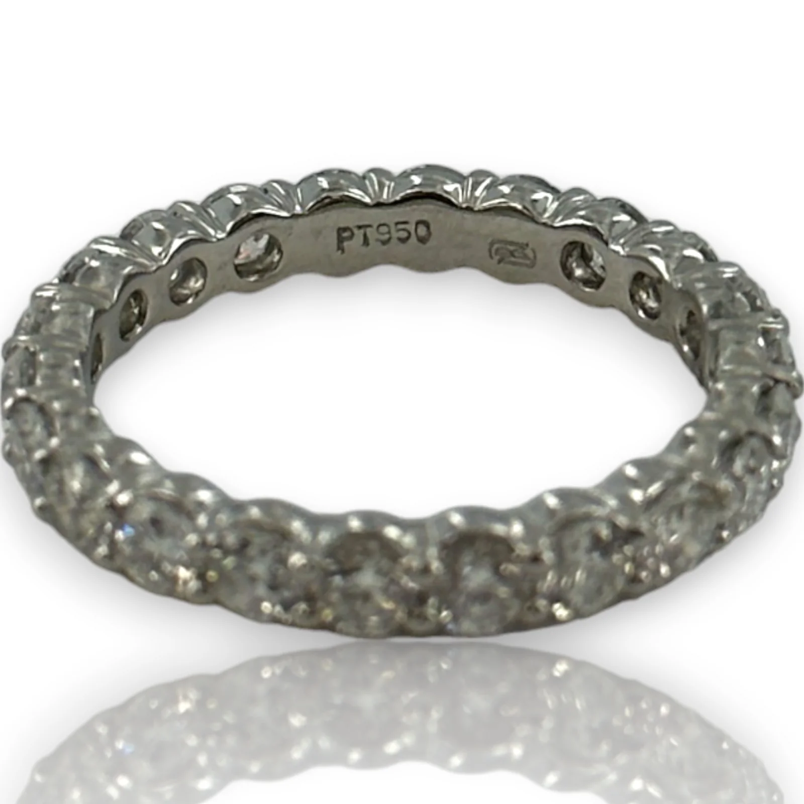 Blue Nile Round Brilliant Natural Diamond 3mm Eternity Band Wedding Stackable Ring Size 6.5 950 Platinum - Image 4