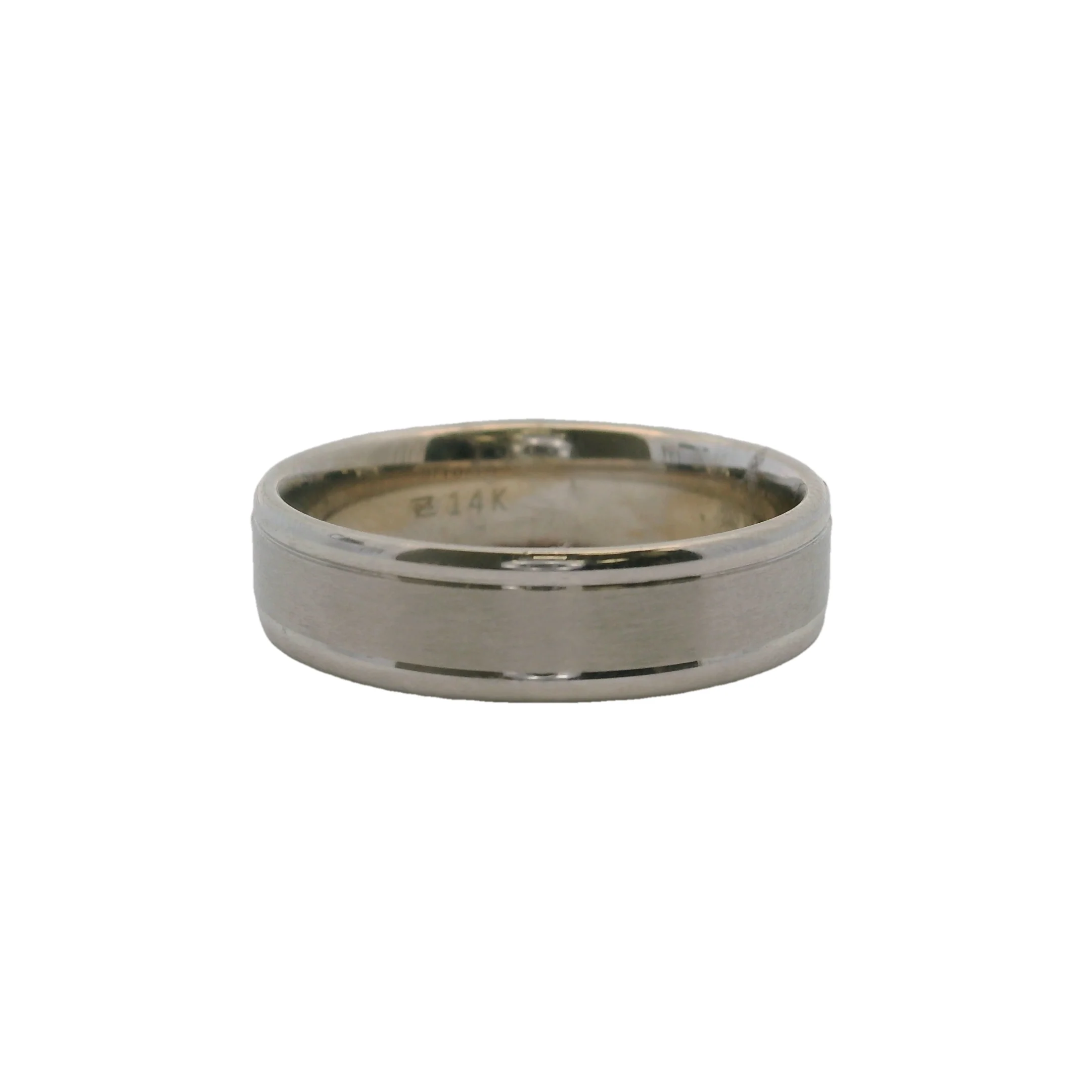 Blue Nile Solid 14kt White Gold 6mm Satin Finish Matte Brushed Outlined Band Ring Size 11 - Image 2