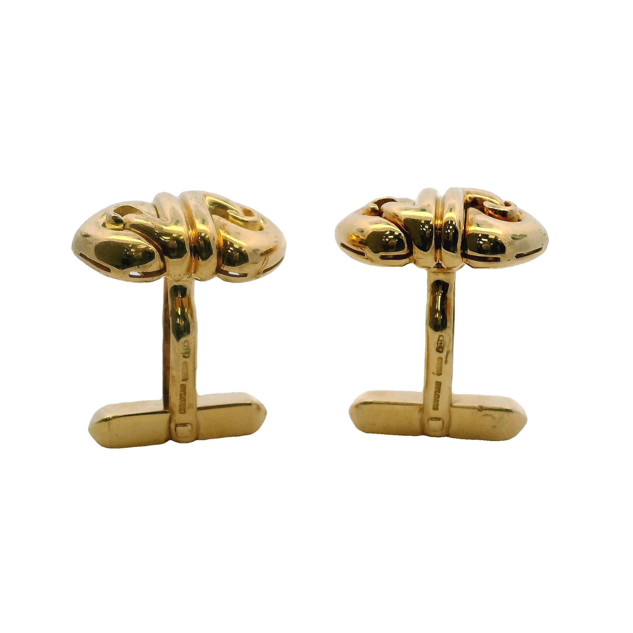 Bulgari Bvlgari Solid 18kt Yellow Gold Doppio Cuore Knot 19g Cufflinks Made in Italy - Image 4