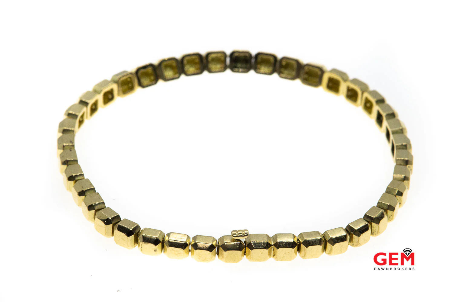 Carelle Designer 4.2mm Cube link Solid 18K 750 Yellow Gold 6.9" Bracelet - Image 2